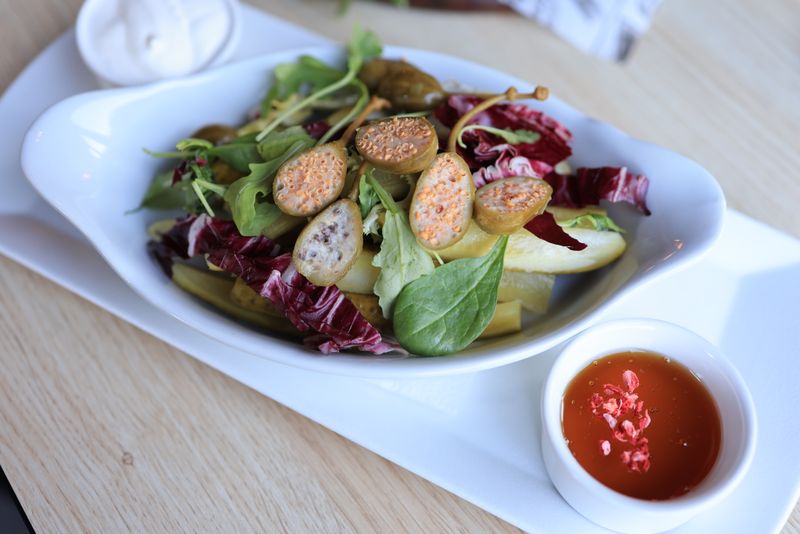House salad with fresh greens and homemade dressing