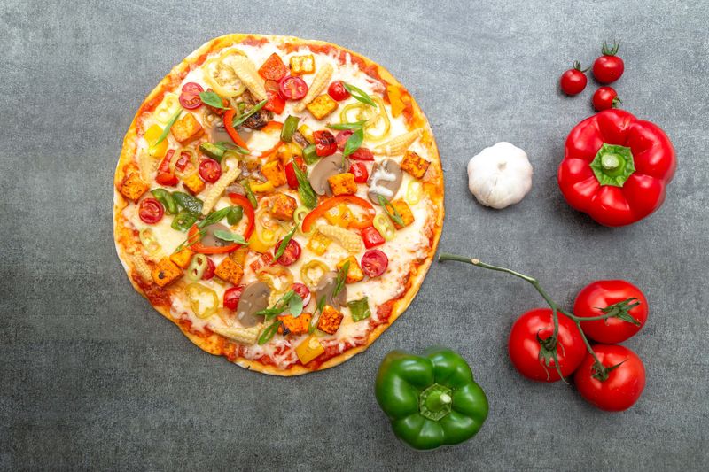 Garden Veggie pizza with fresh seasonal vegetables