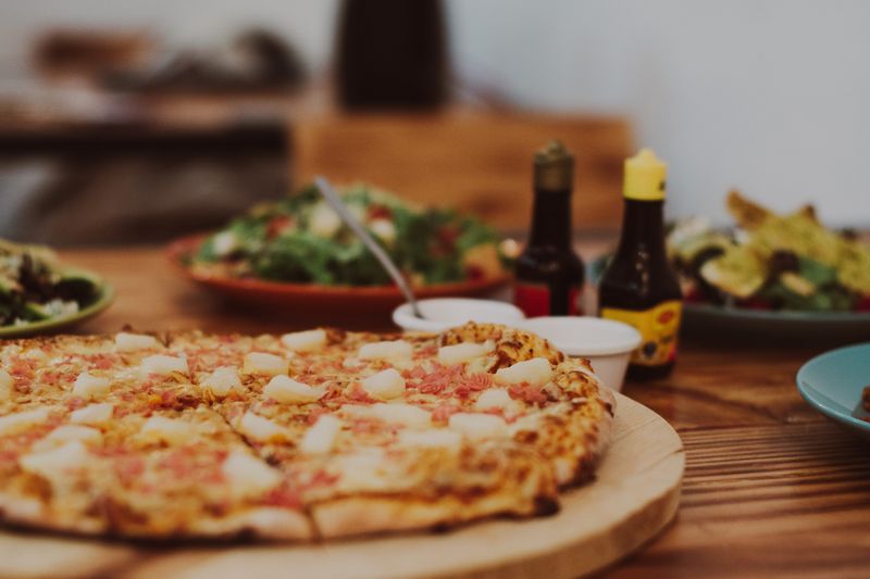 Hawaiian pizza with ham and pineapple